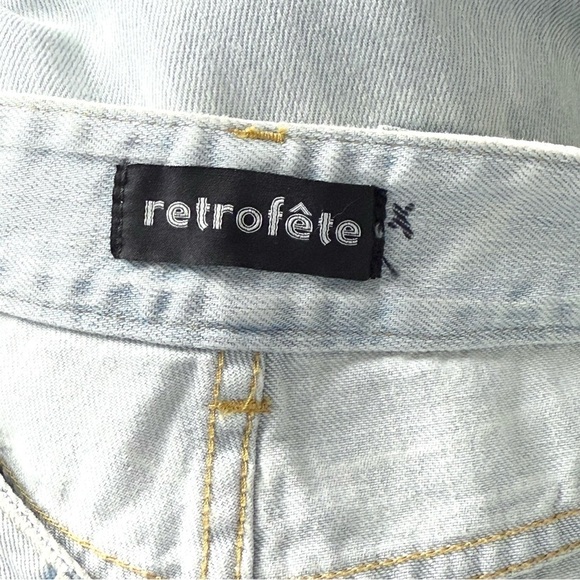 RETROFETE 70s Mid Rise Light Wash Denim Distressed Seam Bellbottom Flare Jean 24 - Picture 5 of 7